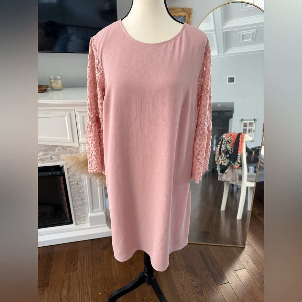 A New Day Blush Pink Dress with Lace Sleeves
